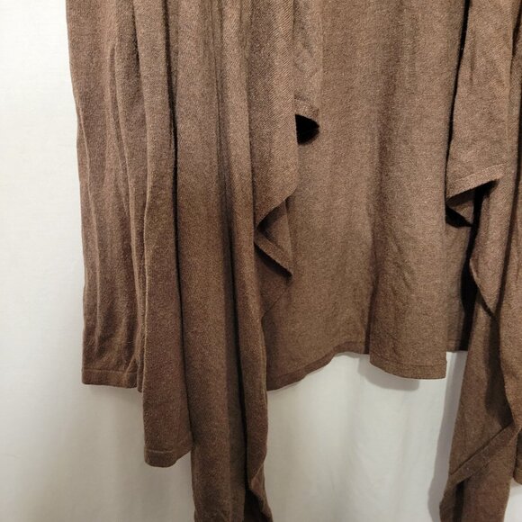 Laura Scott Cardigan Waterfall Open Brown Retro Medium Neutral Earthy Knit BOHO - Picture 4 of 9